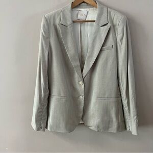 TWP striped classic boyfriend wool blazer jacket ladies size xl gray white